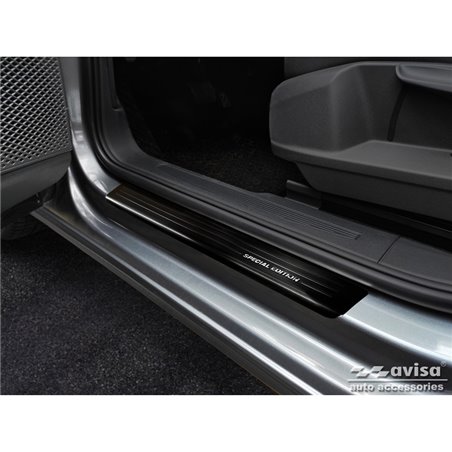 Seuils de portes inox noir sur mesure pour Volkswagen Caddy V 2020- - 'Special Edition' - 2-pièces