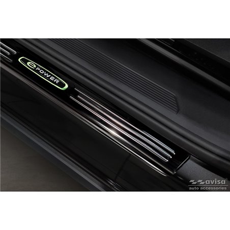 Seuils de portes inoxydable noir sur mesure pour Volkswagen ID.4 2020- 'E-Power' - 4-pièces