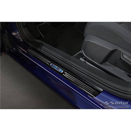 Seuils de portes inoxydable noir sur mesure pour Volkswagen Golf VIII Hatchback/Variant 2020-2024 & FL 2024- 'Hybrid' - 4-pièces