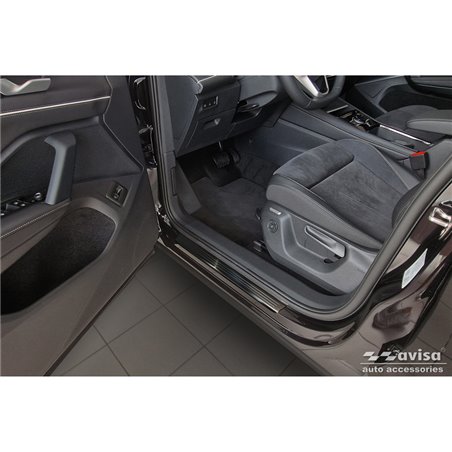 Seuils de portes inoxydable noir sur mesure pour Volkswagen Tiguan III (CT1) 2024- - 'Lines' - 4-pièces