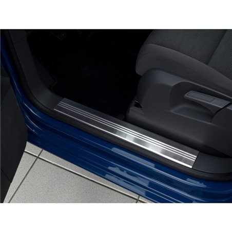 Seuils de portes inoxydable sur mesure pour Volkswagen Touran II 2010-2015 - 'Lines' - 4-pièces