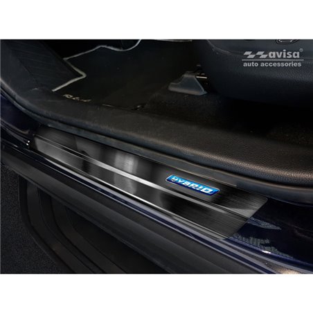 Seuils de portes inoxydable noir sur mesure pour Toyota RAV4 (5th Gen.) 2018- & Suzuki Across 2020- - 'Hybrid' - 4-pièces