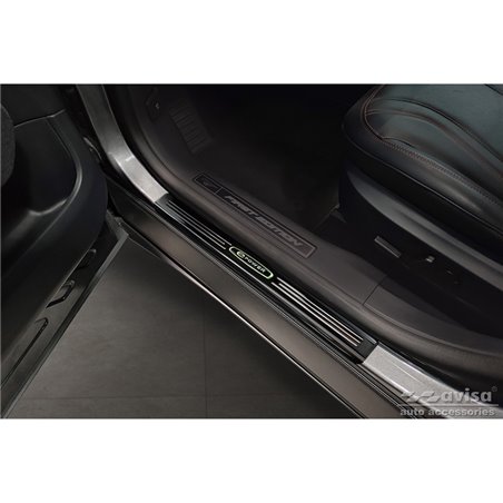 Seuils de portes inoxydable noir sur mesure pour Ford Mustang Mach-E 2020- 'E-Power' - 4-pièces