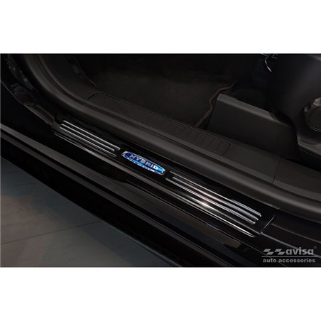 Seuils de portes inoxydable noir sur mesure pour Ford Kuga III 2019-2024 & FL 2024- 'Hybrid' - 4-pièces