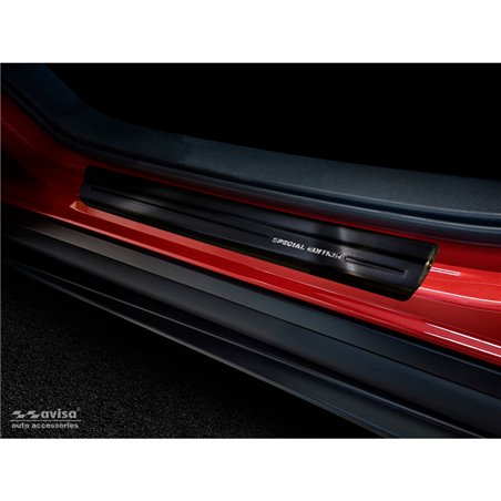 Seuils de portes inox noir sur mesure pour Mazda CX-30 2019- -  Acier Brossé 'Special Edition' 4-pièces