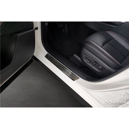 Seuils de portes inoxydable noir sur mesure pour Mazda CX-60 (KH) 2022- - 'Lines' - 4-pièces