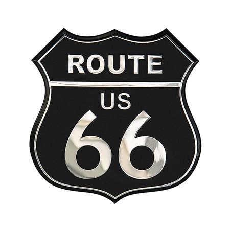 Emblème/Logo d'aluminium - ROUTE 66 - Black - 8x8cm