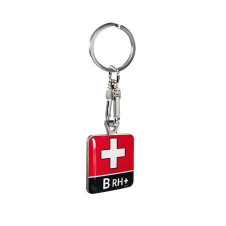 Porte-clés en acier inoxydable - 'Blood Type' B RH+