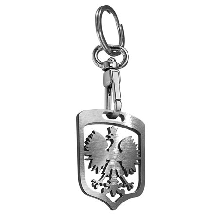 Porte-clés en acier inoxydable - 'Pologne' (Argent/Graphite)