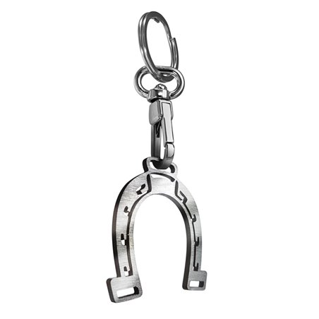 Porte-clés en acier inoxydable - 'Fer à cheval' (Argent)