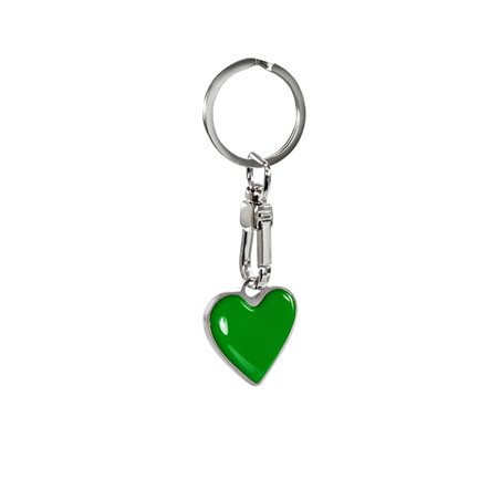 Porte-clés en acier inoxydable - 'coeur en résine' Vert