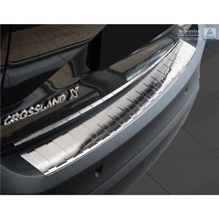 Protection de seuil arrière inox sur mesure pour Opel Crossland 2017- 'Ribs'