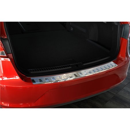 Protection de seuil arrière inox sur mesure pour Seat Leon 5F ST 2013-2020 'Ribs'