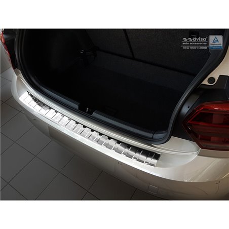 Protection de seuil arrière inox sur mesure pour Volkswagen Polo VI 5-portes 2017-2021 & Facelift 2021- 'Ribs'