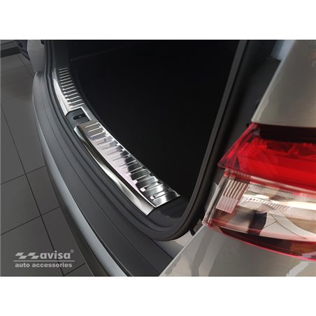 Protection de seuil arrière d'intérieur inox sur mesure pour Skoda Kodiaq 2017-2021 & FL 2021-2024 'Ribs'