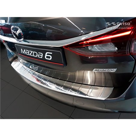 Protection de seuil arrière inox sur mesure pour Mazda 6 III GJ combi 2012- 'Ribs' (Version lonque)