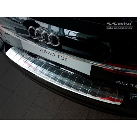 Protection de seuil arrière inox sur mesure pour Audi A6 (C8) Avant 2018- 'Ribs' incl. S-Line & Allroad