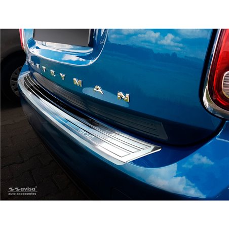 Protection de seuil arrière inox sur mesure pour Mini Countryman F60 2016-2020 'flag/lines'