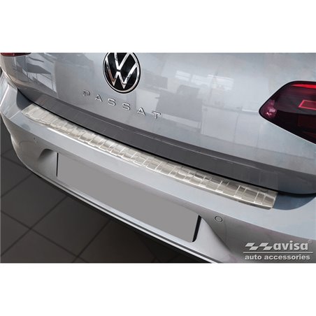 Protection de seuil arrière inox sur mesure pour Volkswagen Passat Sedan 2014-2019 & FL 2019-2023 'Ribs'