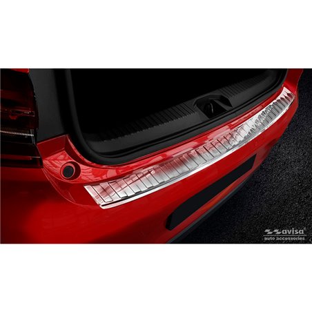 Protection de seuil arrière inox sur mesure pour Renault Clio E HB 5-portes 2019- Incl. Facelift 'Ribs'