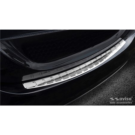 Protection de seuil arrière inox sur mesure pour Mercedes Classe-C W205 Sedan 2014-2019 & 2019-2021 'Ribs'