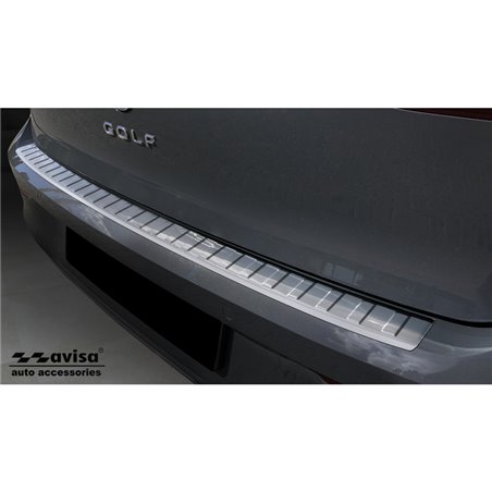 Protection de seuil arrière inox sur mesure pour Volkswagen Golf VIII HB 5-portes 2020-2024 & FL 2024- 'Ribs'