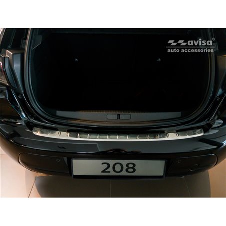 Protection de seuil arrière inox sur mesure pour Peugeot 208 II HB 5-portes 2019-2023 & FL 2023- 'Ribs'