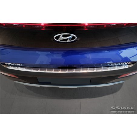 Protection de seuil arrière inox sur mesure pour Hyundai Bayon 2021- 'Ribs'