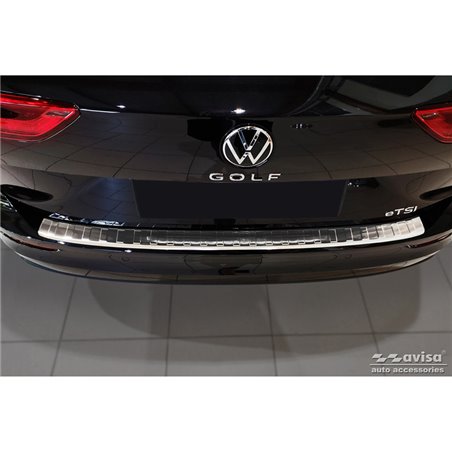 Protection de seuil arrière inox sur mesure pour Volkswagen Golf VIII Variant 2020-2024 & FL 2024- 'Ribs'