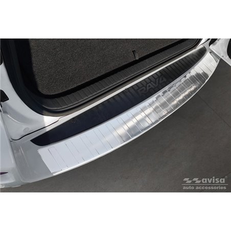 Protection de seuil arrière inox sur mesure pour Toyota RAV-4 III 2005-2008 & FL 2008-2012 'Ribs' (convient uniquement sans roue