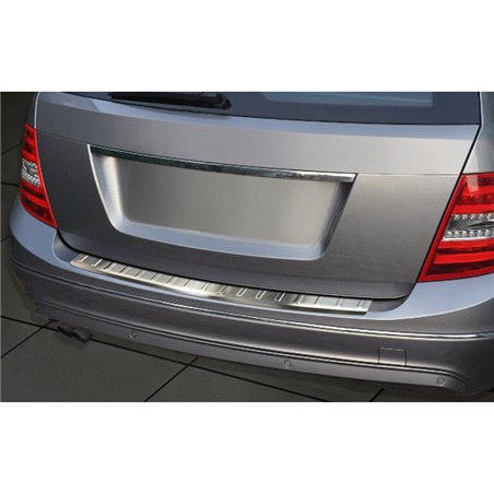 Protection de seuil arrière inox sur mesure pour Mercedes Classe-C W204 Kombi 2011-2014 'Ribs'