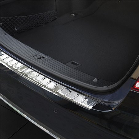 Protection de seuil arrière inox sur mesure pour Mercedes Classe-E W212 Sedan 2013-2016 'Ribs'