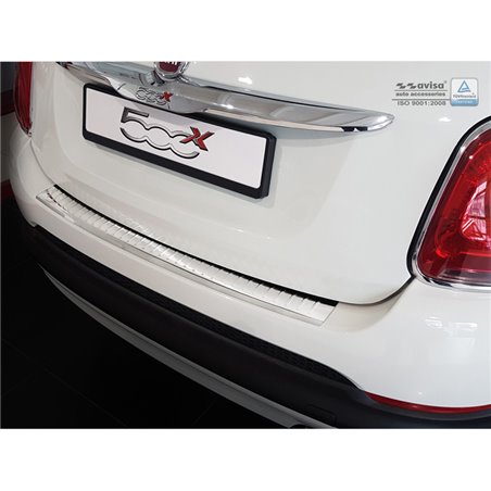 Protection de seuil arrière inox sur mesure pour Fiat 500X 2015-2018 'Ribs'