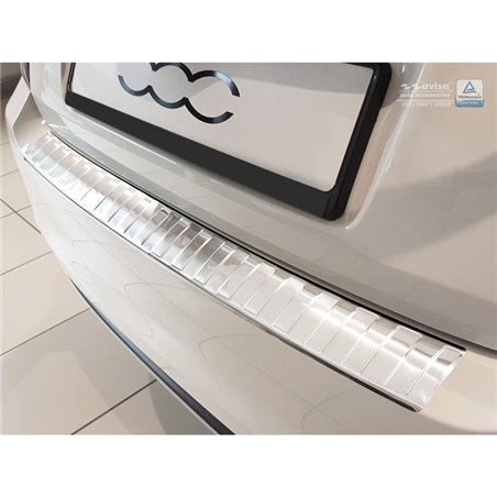 Protection de seuil arrière inox sur mesure pour Fiat & Abarth 500 2015- (incl. Hybrid) 'Ribs'