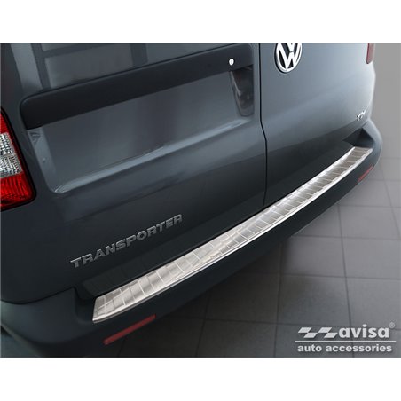 Protection de seuil arrière inox sur mesure pour VW Transporter T5 2003-2015 (tous) & T6 2015- / FL 2019- (portes arrière) 'XL' 