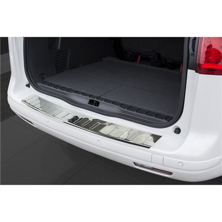 Protection de seuil arrière inox sur mesure pour Peugeot 5008 2009-2016 'Ribs'