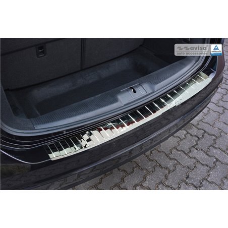 Protection de seuil arrière inox Chrome sur mesure pour Seat Alhambra & Volkswagen Sharan II 2010- 'Ribs'