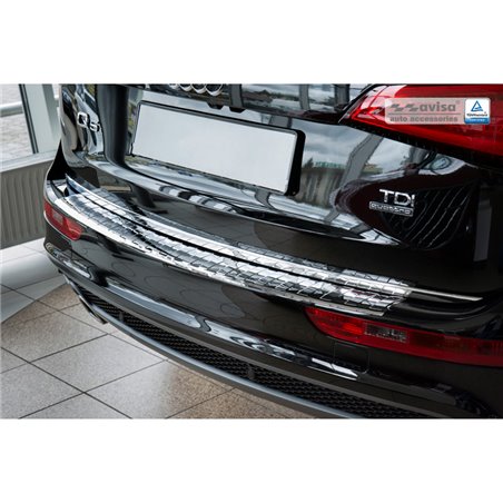 Protection de seuil arrière inox Chrome sur mesure pour Audi Q5 2008-2012 & 2012- 'Ribs'