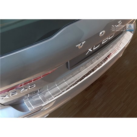 Protection de seuil arrière inox Chrome sur mesure pour Volvo XC60 II 2017-2021 & FL 2021- incl. R-Design 'Ribs'