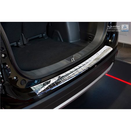 Protection de seuil arrière inox Chrome sur mesure pour Mitsubishi Outlander III 2015- 'Ribs'