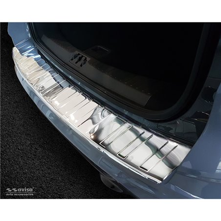 Protection de seuil arrière inox Chrome sur mesure pour Ford Kuga II 2013-2019 'Ribs'