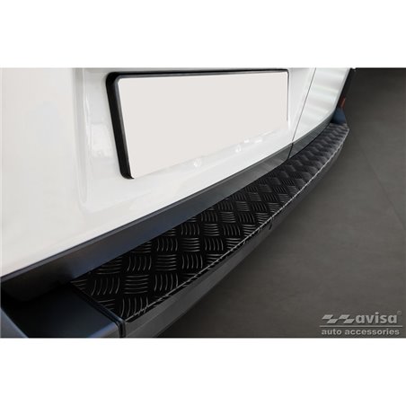 Protection de seuil arrière en aluminium noir mat sur mesure pour Volkswagen Crafter & MAN TGE 2017- 'Riffled Plate'