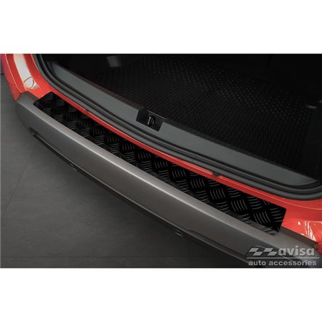 Protection de seuil arrière en aluminium noir mat sur mesure pour Dacia Duster II 2018-2021 & FL 2021-2024 'Riffled Plate'