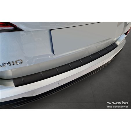 Protection de seuil arrière inox noir mat sur mesure pour Skoda Kamiq Facelift 2024- 'Ribs'