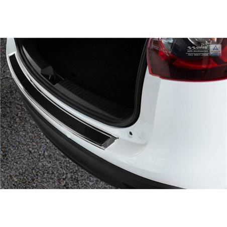 Protection de seuil arrière inox 'Deluxe' sur mesure pour Mazda CX5 2012-2017 Chromé/Carboné noir