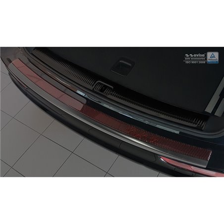 Protection de seuil arrière inox 'Deluxe' sur mesure pour Audi Q5 2008-2016 Noir/Carboné noir-rouge