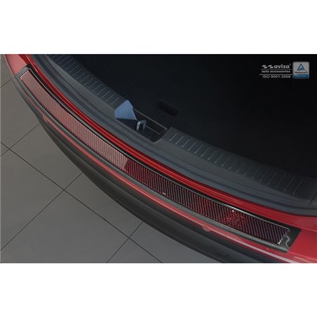 Protection de seuil arrière inox 'Deluxe' sur mesure pour Mazda CX-5 2014- Noir/Carboné noir-rouge