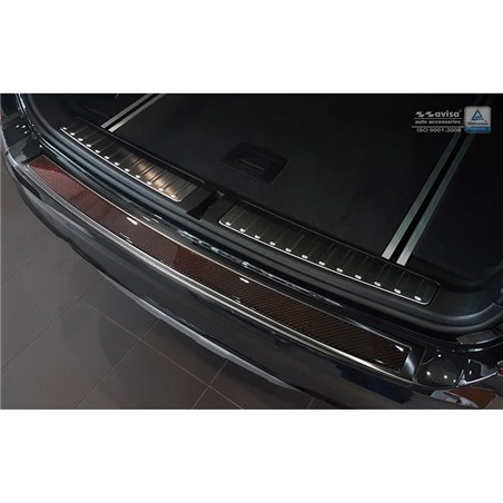 Protection de seuil arrière inox 'Deluxe' sur mesure pour BMW X3 F25 2014-2017 Noir/Carbone Rouge-Noir