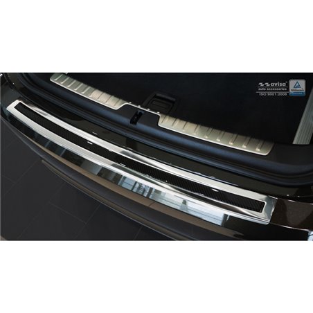 Protection de seuil arrière inox 'Deluxe' sur mesure pour BMW X6 F16 2014-2019 Chromé/Carboné noir excl. Paquet-M