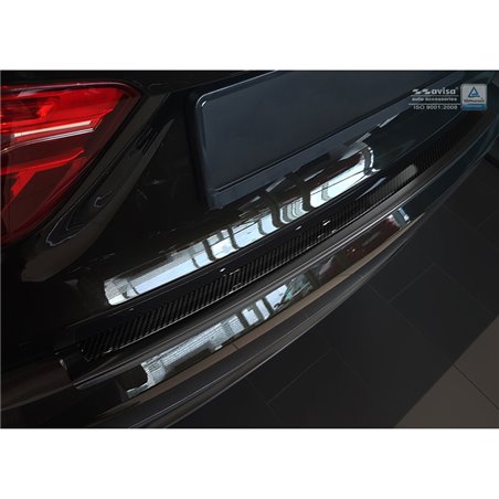 Protection de seuil arrière inox 'Deluxe' sur mesure pour BMW X6 F16 2014-2019 Noir/Carboné noir excl. Paquet-M